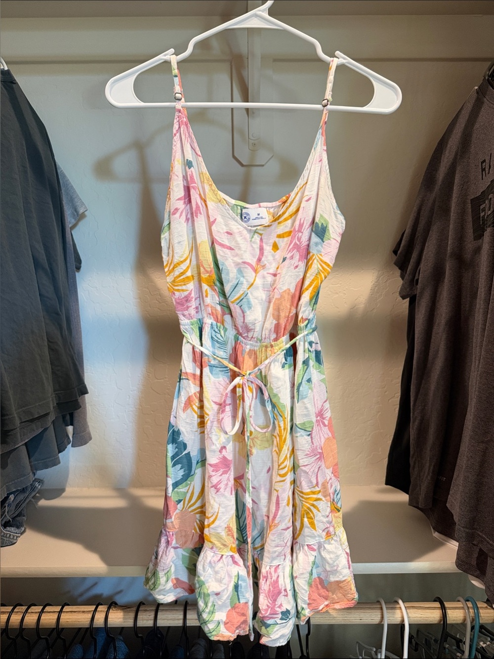 Hurley Pastel Floral Tie-Waist Sundress